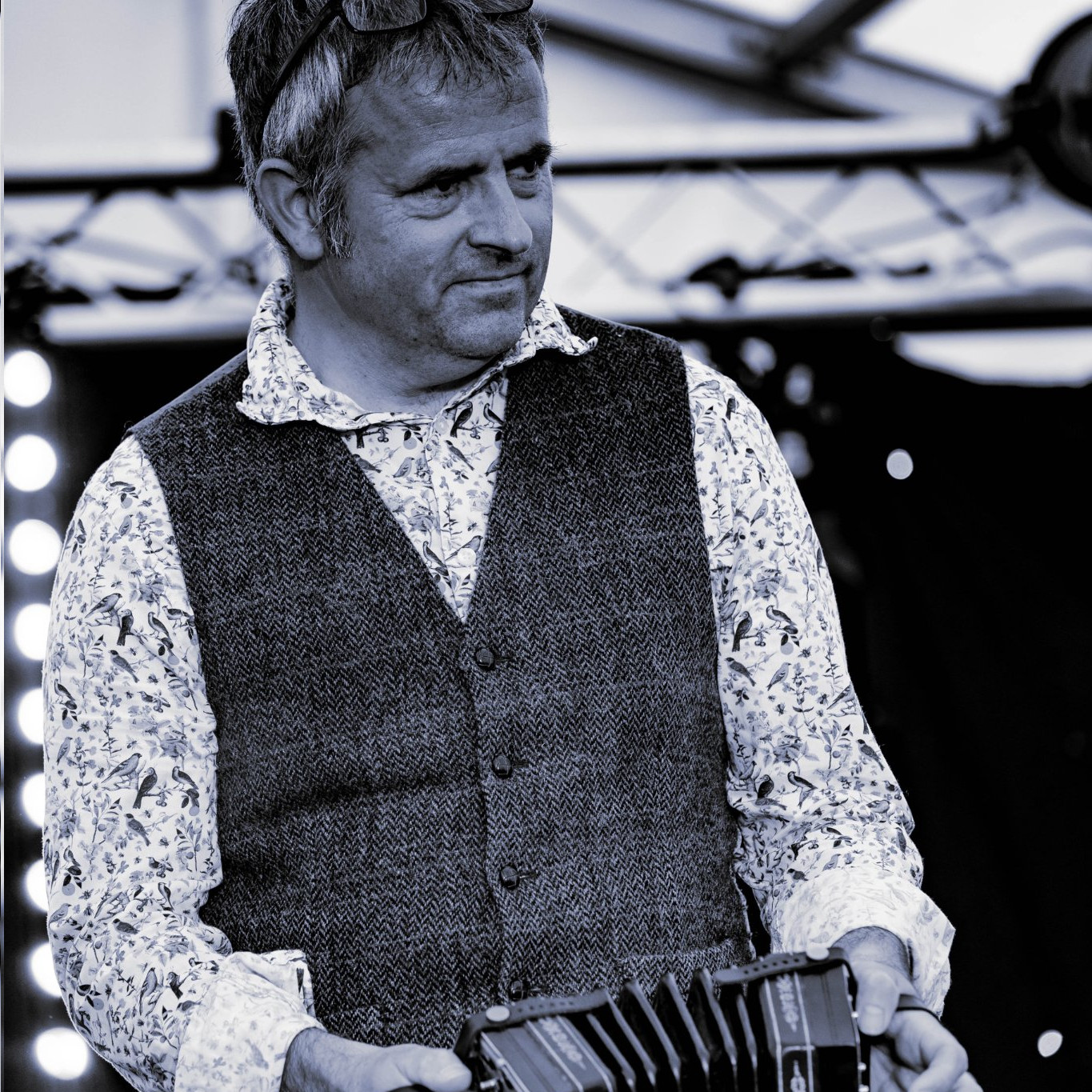 Christian Mayne, Concertina player and caller with The Freedom Fields Ceilidh Band